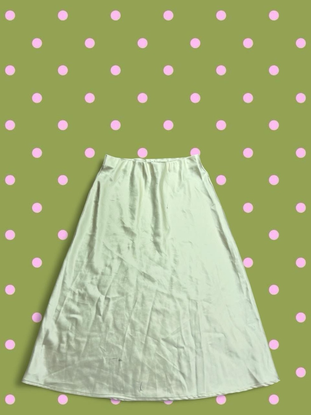 Cream A-Line Satin Skirt